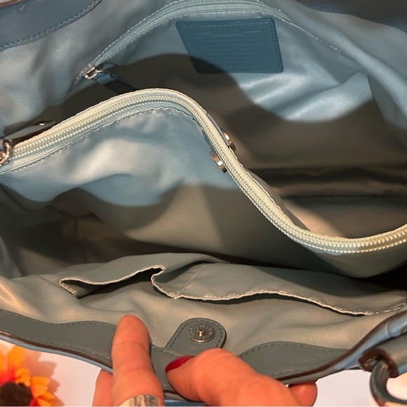 Coach Teal Leather Handbag shoulder bag hobo satchel - Picture 6 of 11